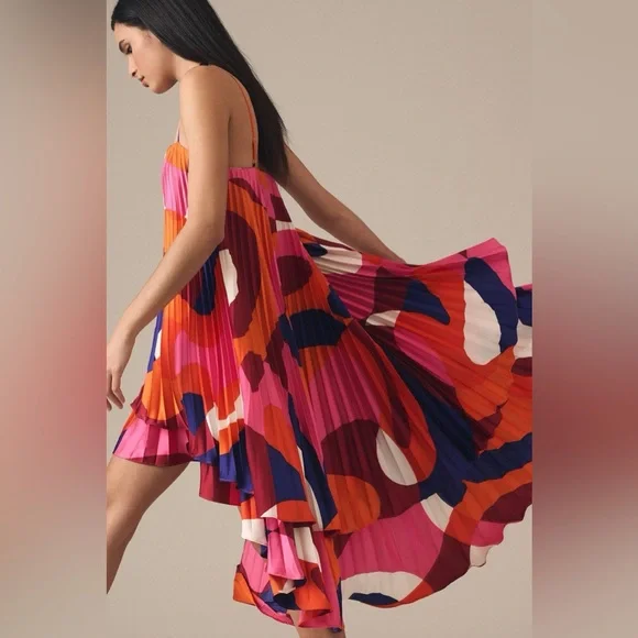 Anthropologie Hutch Tiered High-Low Pleated Dress Size S NWT - Picture 3 of 16